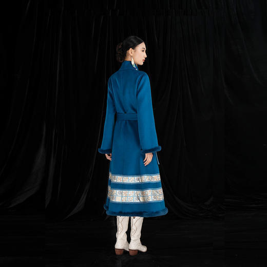 吉祥衣家休闲宽松立领壮锦保暖气质时尚国风立领女芳与泽大衣外套 商品图2