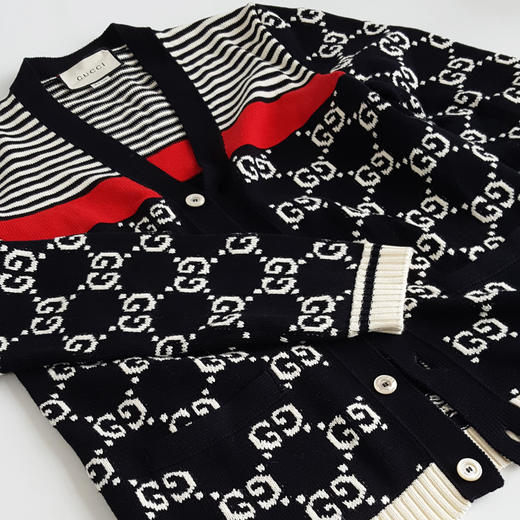 【95新】Gucci古驰黑白满印老花logo针织开衫外套中性款现售价：4700！270325NJS03 商品图3