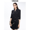 VIMAGE纬漫纪秋季新款洋气西装V领收腰显瘦五分袖短款连衣裙女V1607221 商品缩略图5