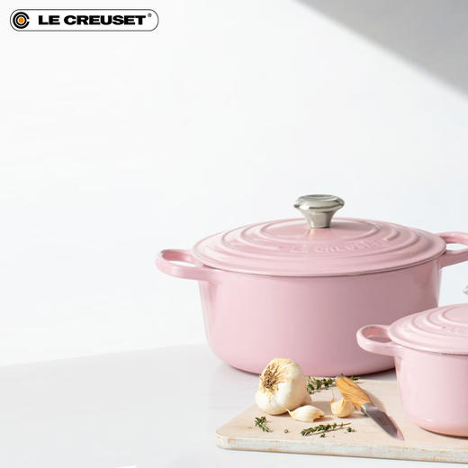 法国进口（Le Creuset）酷彩铸铁锅圆形20cm2.4L贝壳粉色 商品图1