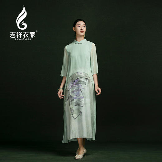 吉祥衣家中国风新中式复古女装2025新款春夏款潮水带星来连衣裙 商品图0