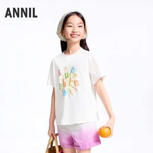 【实体店同款】女童SORONA凉感短袖针织衫夏季新款安奈儿童装AG521663 商品图2