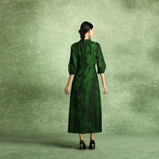 吉祥衣家溯游桑蚕丝提花香云纱新中式显瘦国潮风高端女装连衣裙 商品图4