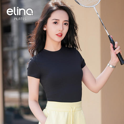 一恋•普拉提 2025春季新款弹力显瘦健身服修身塑型运动瑜伽短袖EJK25005 商品图7