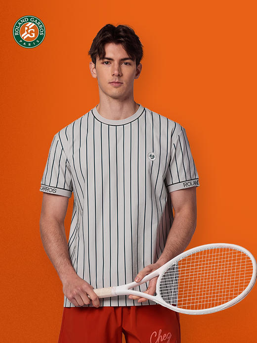 罗兰加洛斯法网速干网球短袖T恤夏季新款男竖条纹网球服运动上衣 商品图1