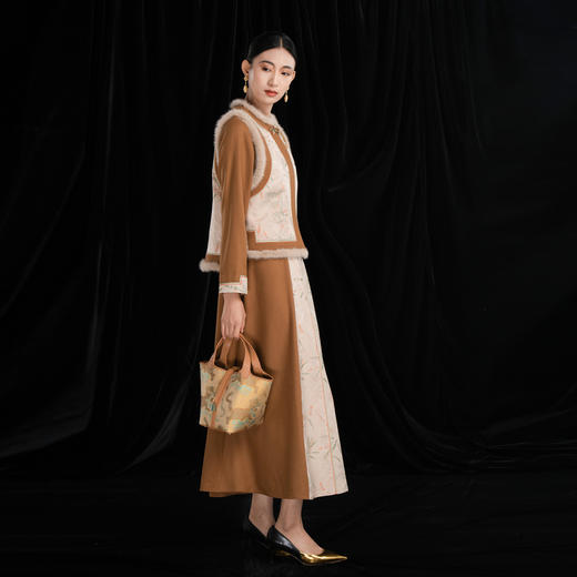 吉祥衣家江潭修竹蚕丝圆领保暖坎肩新中式原创国风女装上衣马甲 商品图2