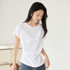 IC 白色设计感不对称褶皱收腰短袖女t恤女新款夏宽松休闲上衣 商品缩略图1