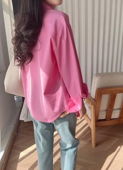 超养眼玫粉色莱赛尔棉舒适透气翻领长袖衬衫 商品图9