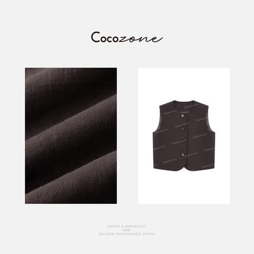 COCO ZONE 刘一一 小众高级感V领单排扣复古圆领马甲CD2A0718 商品图2