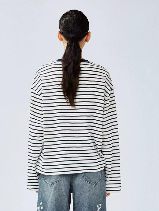 【断码 清仓 凑单】乌丫 25春季新款 可爱小黄鸭印花海魂条纹T恤 商品图9