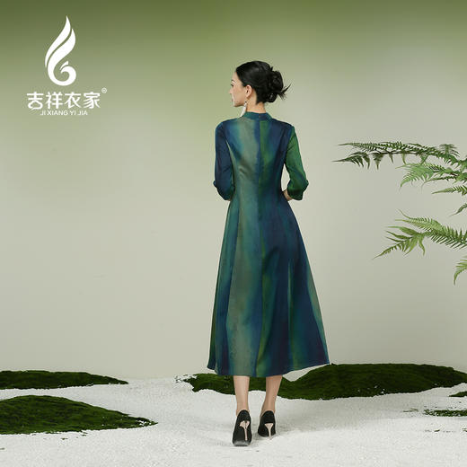 吉祥衣家新中式国风春夏新款高端气质显瘦修身女装窈窕淑女连衣裙 商品图3