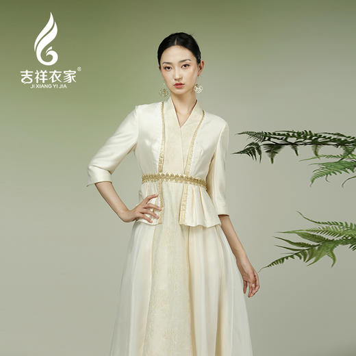 吉祥衣家新中式国风夏新款高端气质显瘦修身女装美人贻连衣裙 商品图4