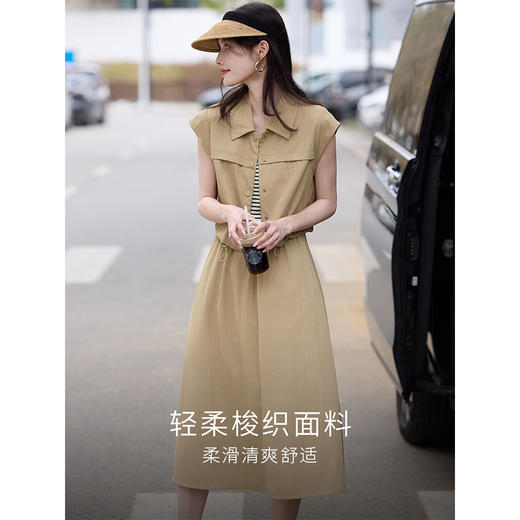 【1件85折】熙世界工装风无袖短外套马甲针织拼接连衣裙两件套装女2025夏新款 商品图2