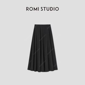 ROMI STUDIO“随性优雅”柔滑垂感A字大摆立裁高腰长半裙RWCSXB1637