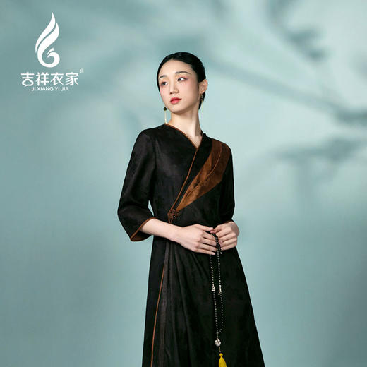 吉祥衣家中国风新中式复古女装2025新款春夏款女装花木深深连衣裙 商品图4