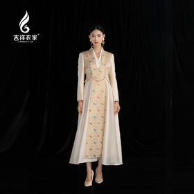 吉祥衣家新中式国风高级气质修身轻奢优雅云锦女装高其行义连衣裙