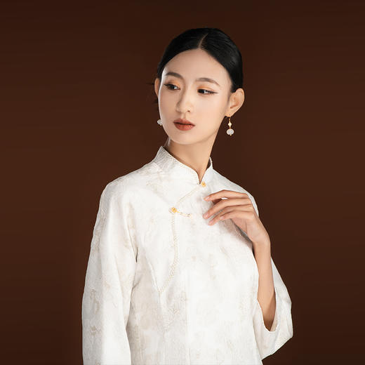 吉祥衣家新中式国风春夏新款白色气质显瘦女装春风戏浮生连衣裙 商品图4