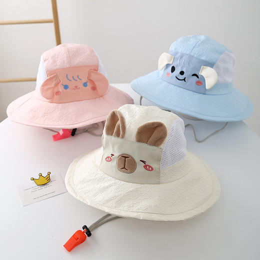 【网眼设计透气舒适，防晒遮阳】卡通宝宝帽子 春夏季网眼渔夫帽 幼儿遮阳防晒帽 男女童出游太阳帽萌-QQ 商品图1