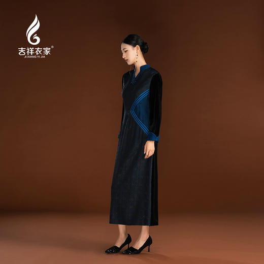 吉祥衣家新中式国风复古春季新款高端显瘦修身女装静姝雅韵连衣裙 商品图1