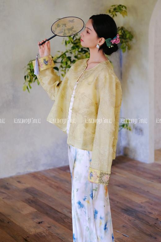 【门店同款】ENJOY夏季云敛-春光推盏粉绿繁枝中式外套 161922891 商品图14