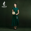 吉祥衣家新中式国风春夏新款高端气质显瘦修身女装翠叶藏蝶连衣裙 商品缩略图2