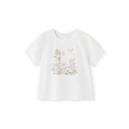 英氏儿童T恤夏季透气短袖亚麻透气女童套头衫25新款YRTCJ2R052A 商品图4