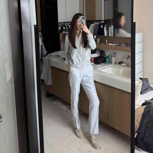 ROMI STUDIO“优雅绅士”100亚麻经典老钱修身立裁休闲裤RWCSXY1983 商品图1