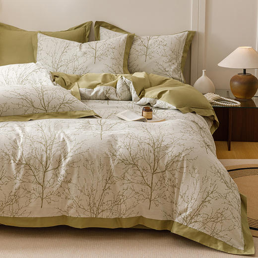 自然醒宽边三层纱提花四件套100全棉1.5米被套床单三件套床笠床品JY 商品图5