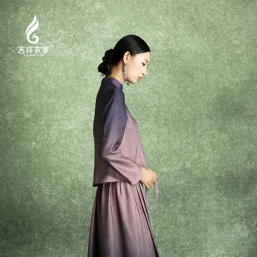 吉祥衣家新中式国风新款立领珍珠盘扣高端气质女装紫绫赋上衣外套 商品图2