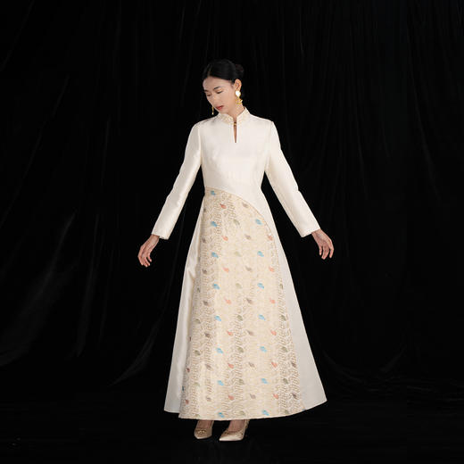 吉祥衣家新中式春秋高级感气质优雅轻奢修身小香风云霓纷兮连衣裙 商品图1