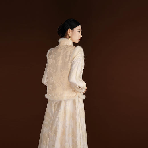 吉祥衣家新中式国风复古软糯保暖高端气质女装上衣举杯邀明月马甲 商品图3