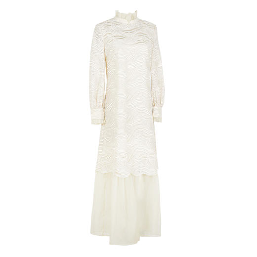 吉祥衣家新中式国风春夏新款高端气质修身女装梨蕊三分白连衣裙 商品图4