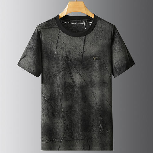 【DPF】大依优型大码做旧短袖T恤男士加肥大码夏季圆领半袖打底衫胖子宽松休闲上衣 商品图2