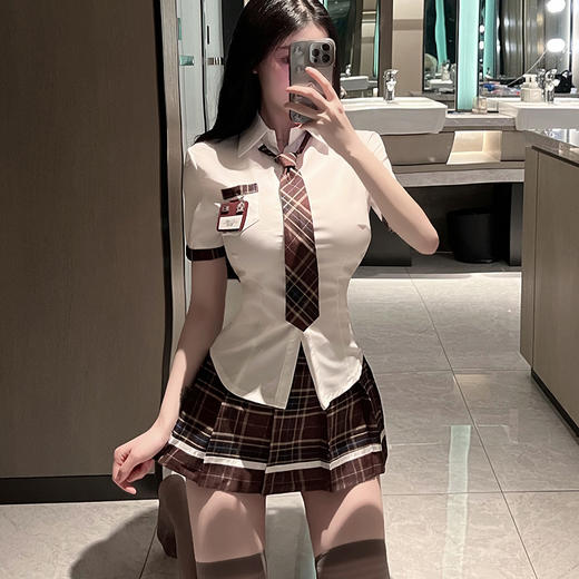 【性感制服】学生制服套装（领带+衬衣+百褶裙）纯欲诱惑性感甜美情趣内衣睡衣6712 商品图6