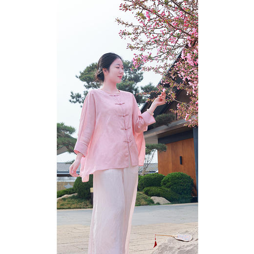 【抖音专属】新中式衬衣（25710136淡绯-结缘款） 商品图3