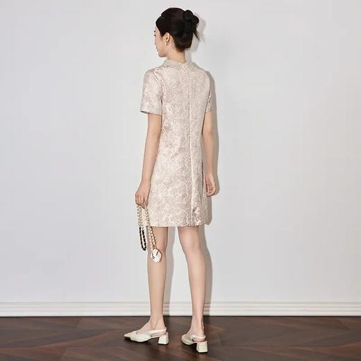 【高货wl】全新升级【铂金会员275/天猫369/差价94】(73043) 洛诗琳时尚名媛优雅新中式重工钉珠翻领金丝提花连衣裙 商品图1