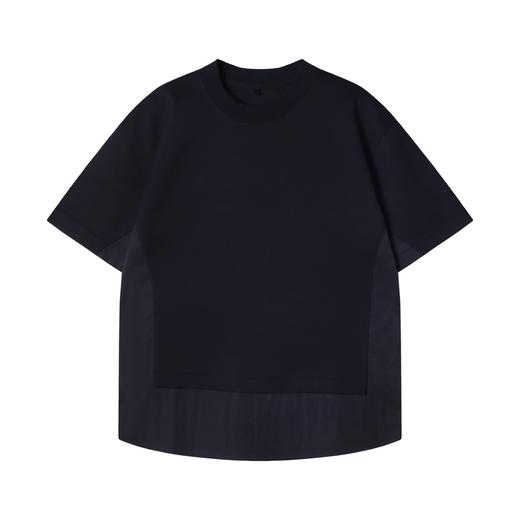 38838夏季高级感新款韩版简约纯色拼接圆领短袖T恤休闲百搭时尚上衣 商品图1