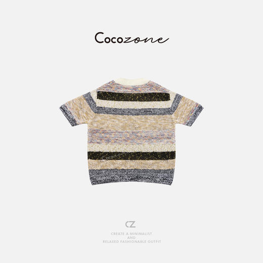 COCO ZONE 刘一一2025新款撞色休闲圆领短袖针织衫CD2A0657 商品图1