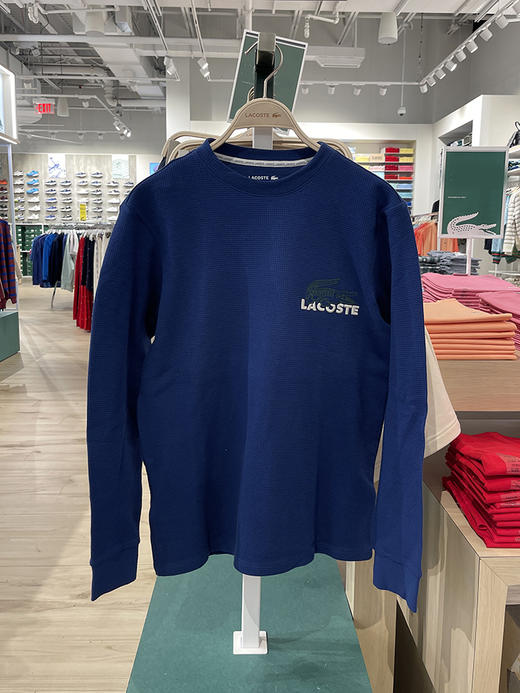 Lacoste/法国鳄鱼 男士华夫格刺绣LOGO居家纯棉圆领长袖T恤TH8089 商品图2