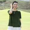 绽放旅行女装209朵/新款设计感苎麻棉短袖套头文艺针织衫上衣T恤 商品缩略图0