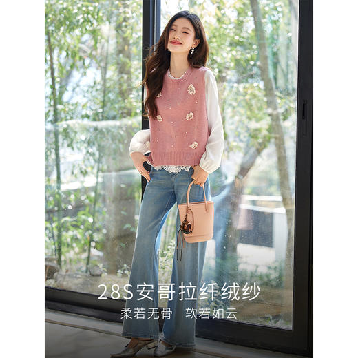 【年货节】熙世界法式立体花卉针织马甲女春季新款外穿叠穿宽松无袖背心上衣 商品图2