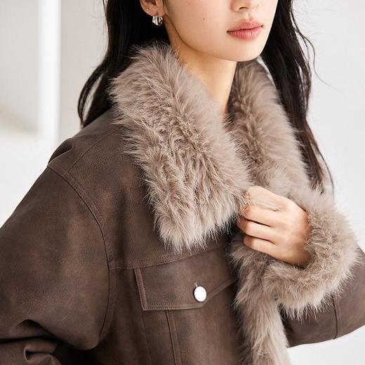 IC 复古做旧宽松毛毛短外套冬新款皮草皮毛一体机车服女 商品图2