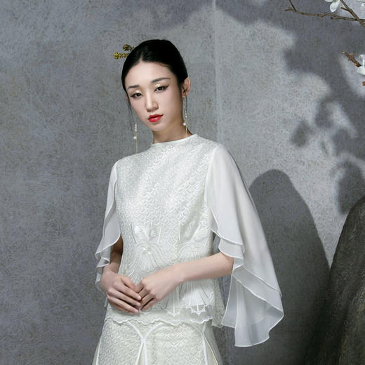 吉祥衣家新中式国风春夏新款高端气质显瘦修身女装琨玉秋霜上衣 商品图4