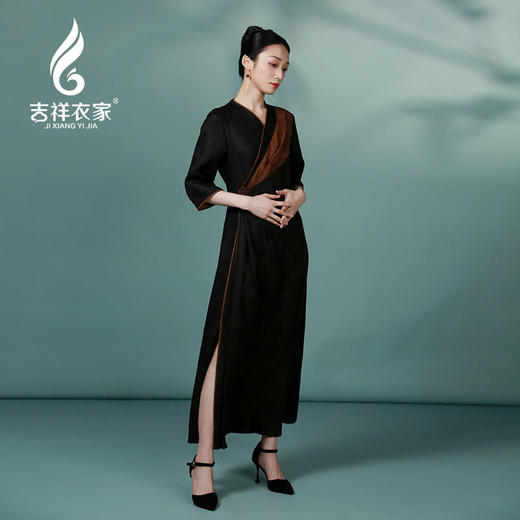 吉祥衣家中国风新中式复古女装2025新款春夏款女装花木深深连衣裙 商品图0