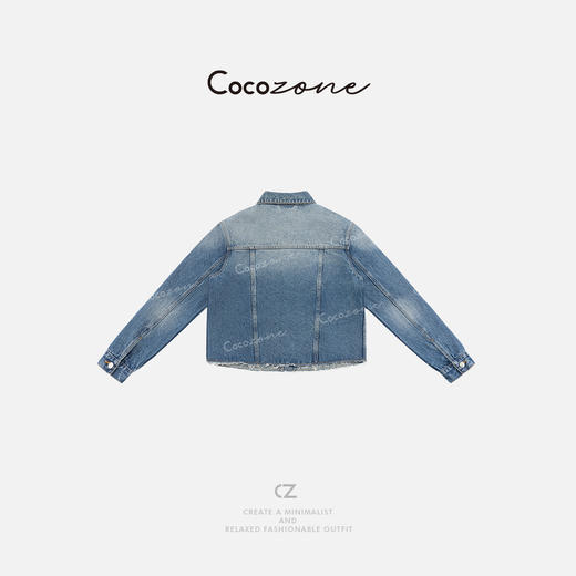 COCO ZONE 蓝色复古翻领休闲水洗牛仔外套ACD1A0115 商品图1
