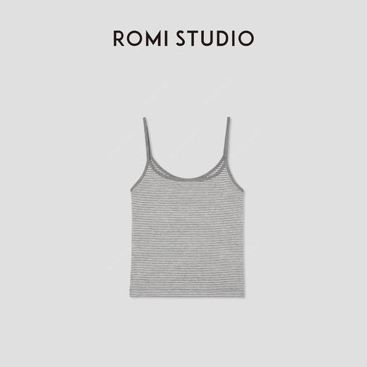 ROMI STUDIO“舒适自在”绵羊毛混纺条纹U领修身吊带背心RWCRS41868 商品图1
