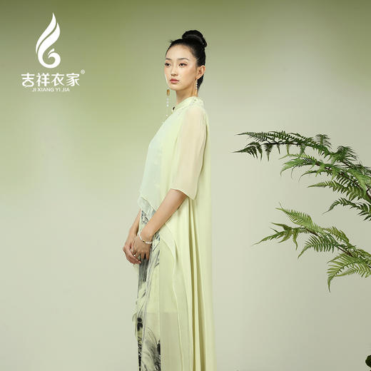 吉祥衣家新中式国风夏新款高端气质显瘦修身女装幽谷东风连衣裙 商品图2