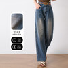 OLrain欧芮儿复古直筒牛仔裤女夏季2025年新款高腰水洗阔腿裤 商品缩略图0