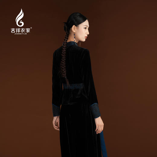 吉祥衣家新中式立领气质复古高端显瘦女装黑色透气琰芳华上衣外套 商品图4