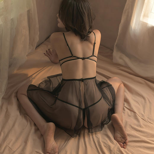 【性感睡裙】法式浪漫蕾丝网纱露乳连体衣睡裙（不含乳贴）纯欲诱惑性感甜美情趣内衣睡衣5002 商品图3